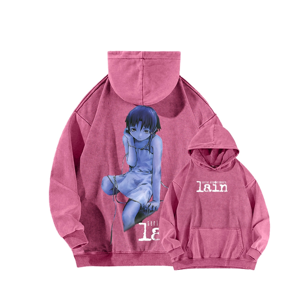 Serial Experiments Lain Unisex Washed Hoodie 2601006191
