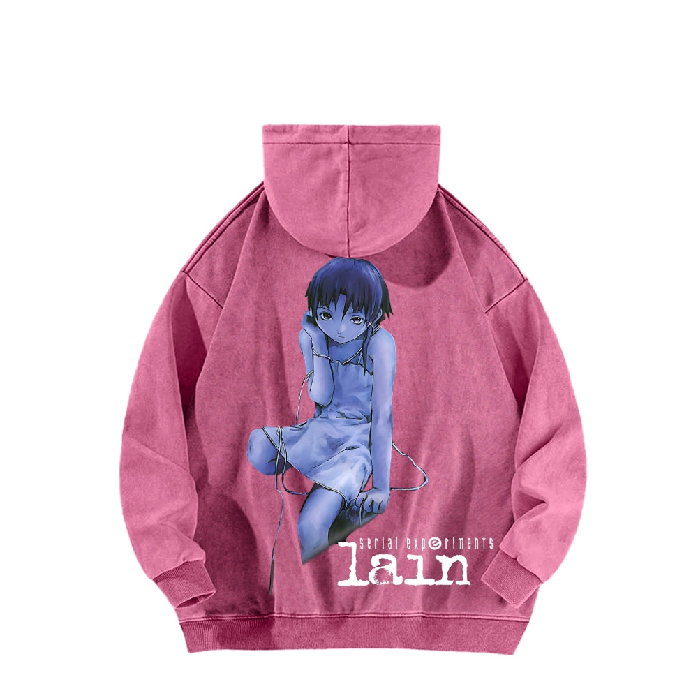 Serial Experiments Lain Unisex Washed Hoodie 2601006191
