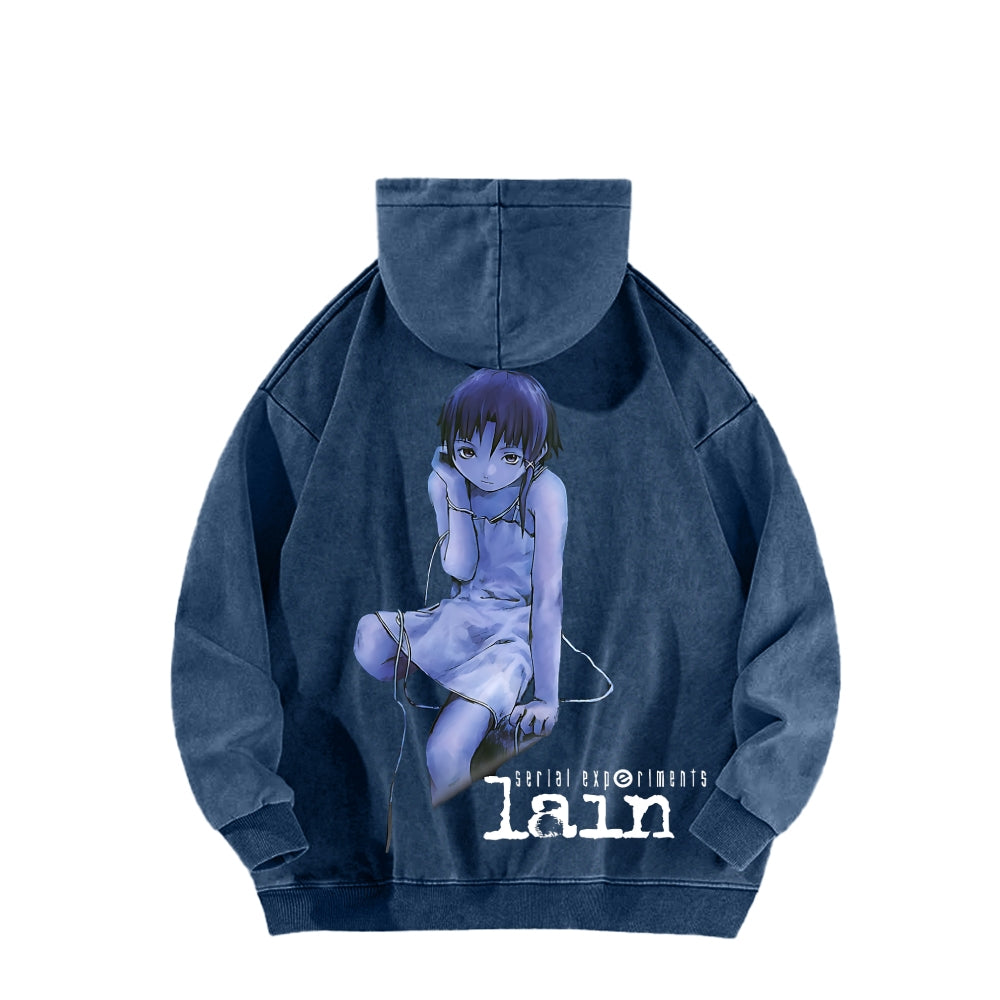 Serial Experiments Lain Unisex Washed Hoodie 2601006191
