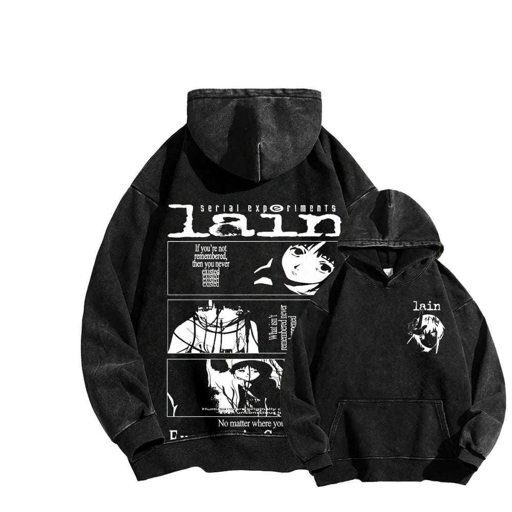 Serial Experiments Lain Unisex Washed Hoodie 2601006211