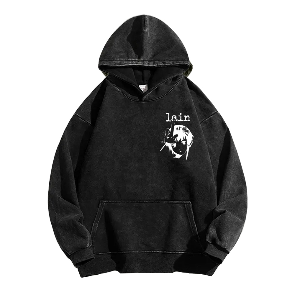 Serial Experiments Lain Unisex Washed Hoodie 2601006211