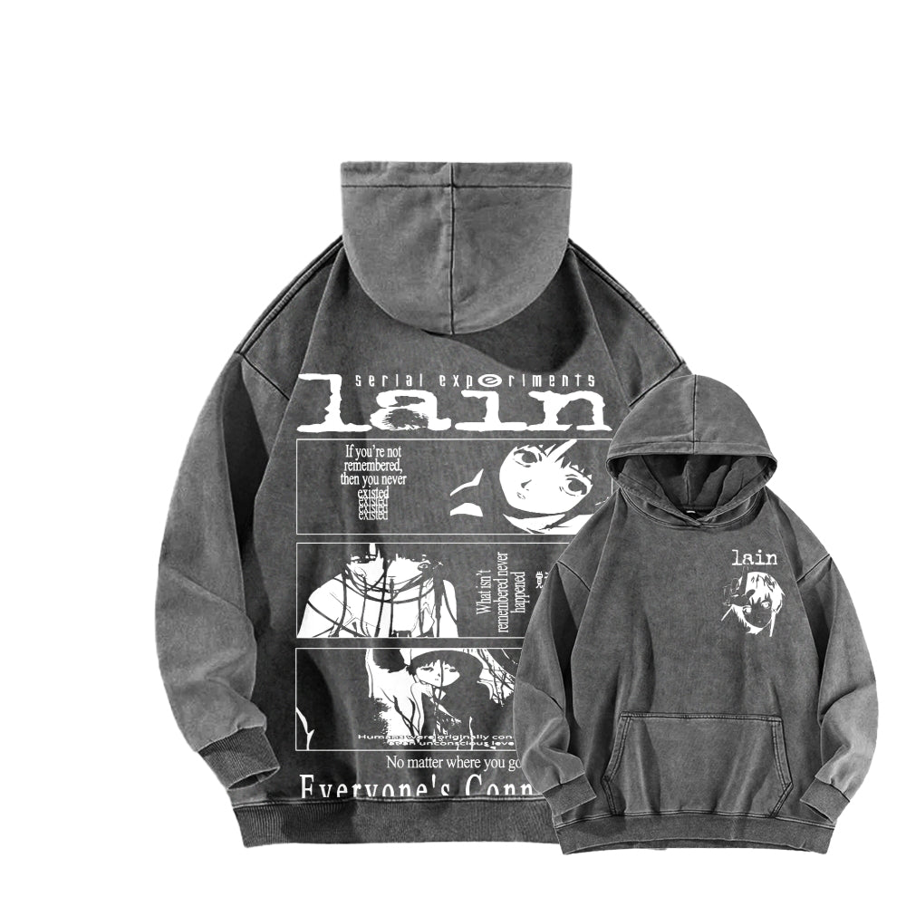 Serial Experiments Lain Unisex Washed Hoodie 2601006211