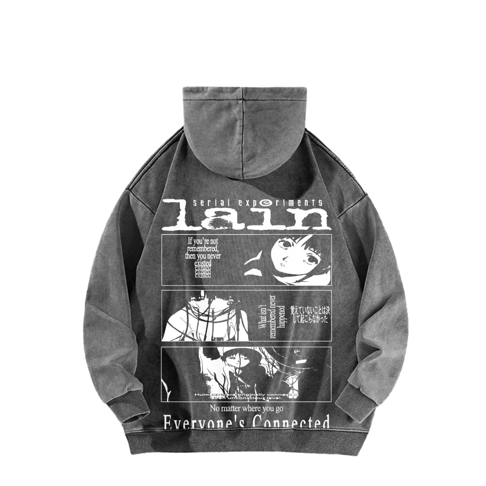 Serial Experiments Lain Unisex Washed Hoodie 2601006211
