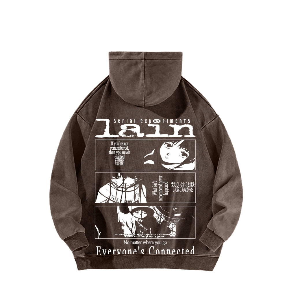 Serial Experiments Lain Unisex Washed Hoodie 2601006211