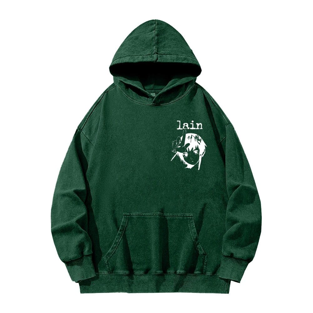 Serial Experiments Lain Unisex Washed Hoodie 2601006211