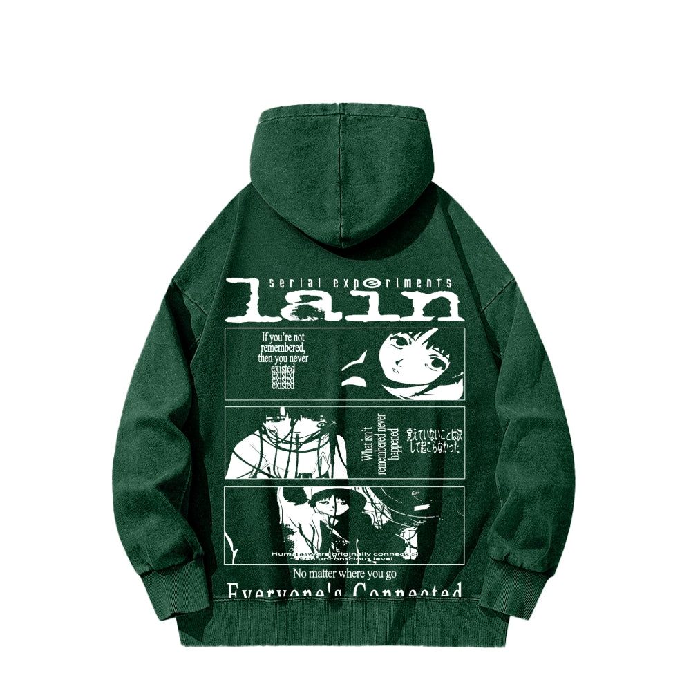 Serial Experiments Lain Unisex Washed Hoodie 2601006211