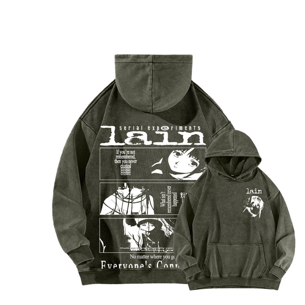 Serial Experiments Lain Unisex Washed Hoodie 2601006211