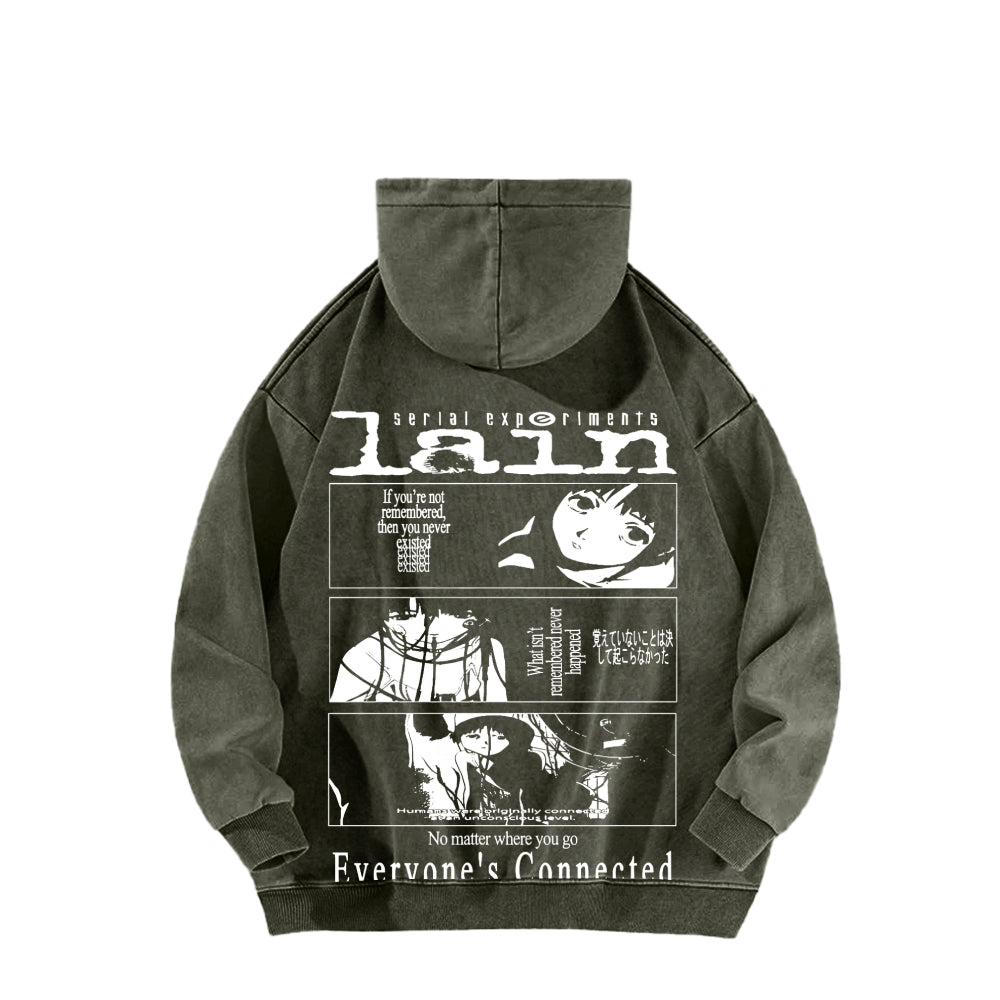 Serial Experiments Lain Unisex Washed Hoodie 2601006211
