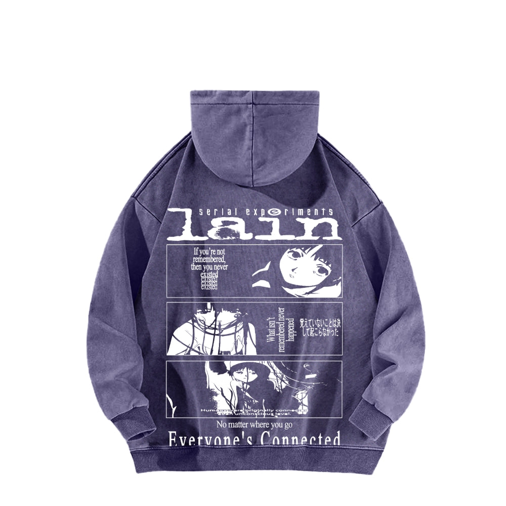 Serial Experiments Lain Unisex Washed Hoodie 2601006211