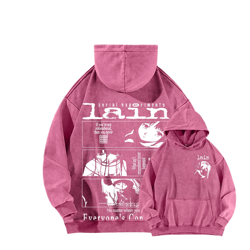 Serial Experiments Lain Unisex Washed Hoodie 2601006211