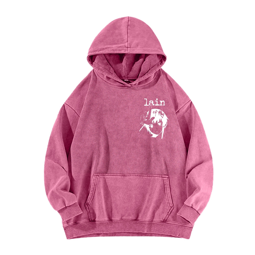 Serial Experiments Lain Unisex Washed Hoodie 2601006211