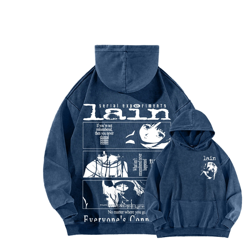 Serial Experiments Lain Unisex Washed Hoodie 2601006211