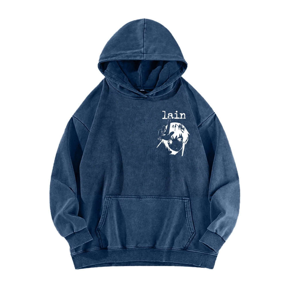 Serial Experiments Lain Unisex Washed Hoodie 2601006211