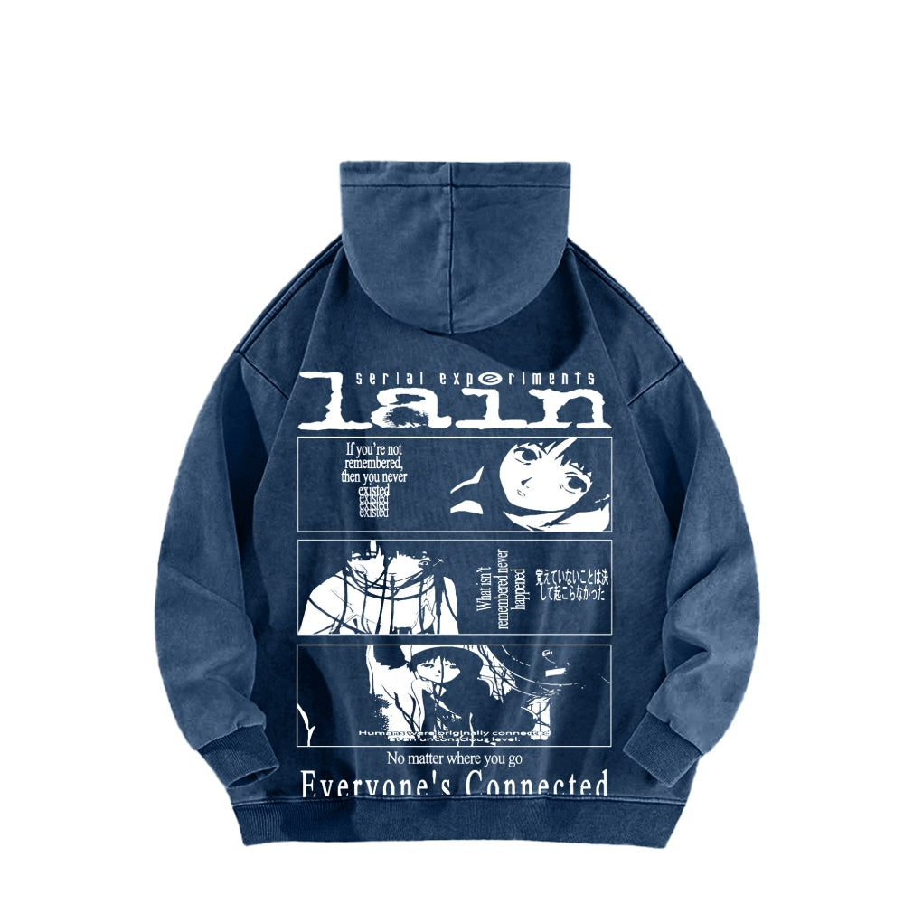 Serial Experiments Lain Unisex Washed Hoodie 2601006211