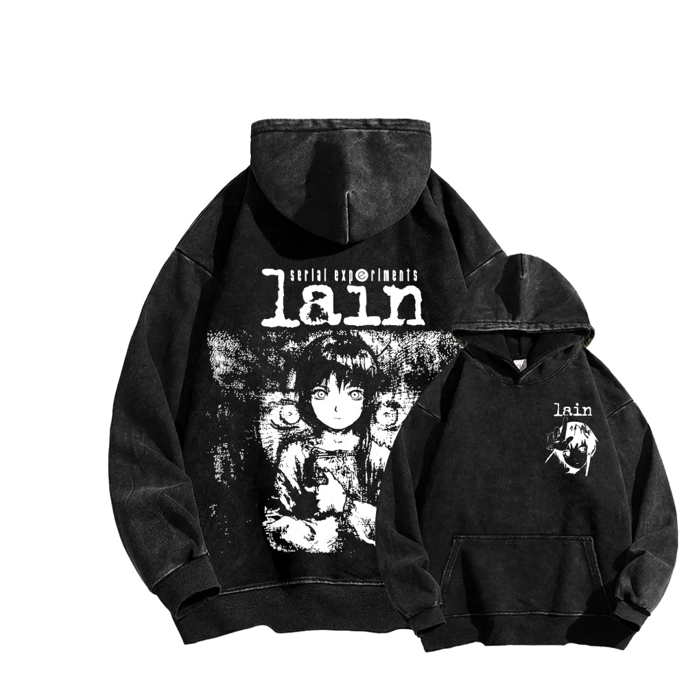 Serial Experiments Lain Unisex Washed Hoodie 2601006217
