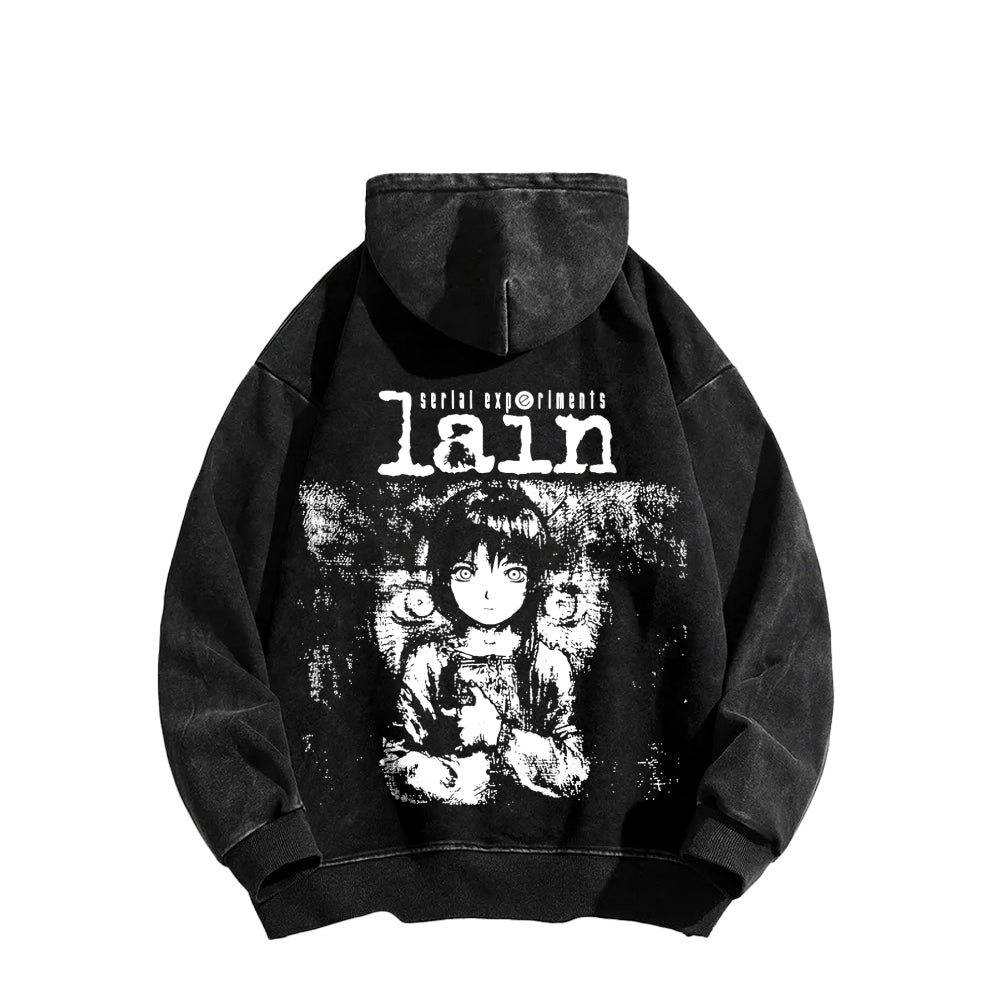 Serial Experiments Lain Unisex Washed Hoodie 2601006217
