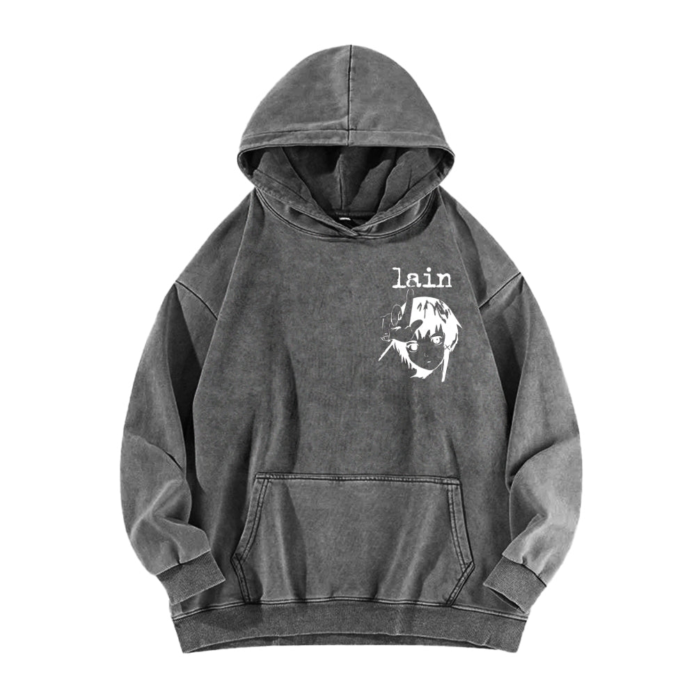 Serial Experiments Lain Unisex Washed Hoodie 2601006217