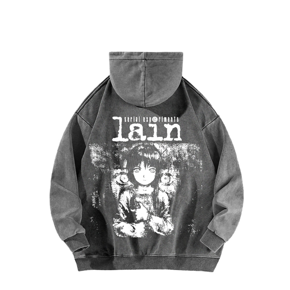 Serial Experiments Lain Unisex Washed Hoodie 2601006217