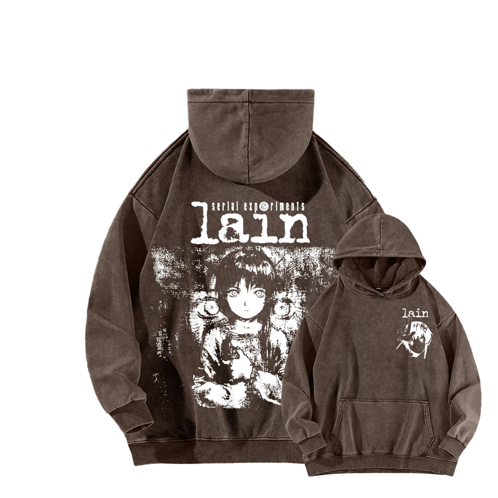 Serial Experiments Lain Unisex Washed Hoodie 2601006217