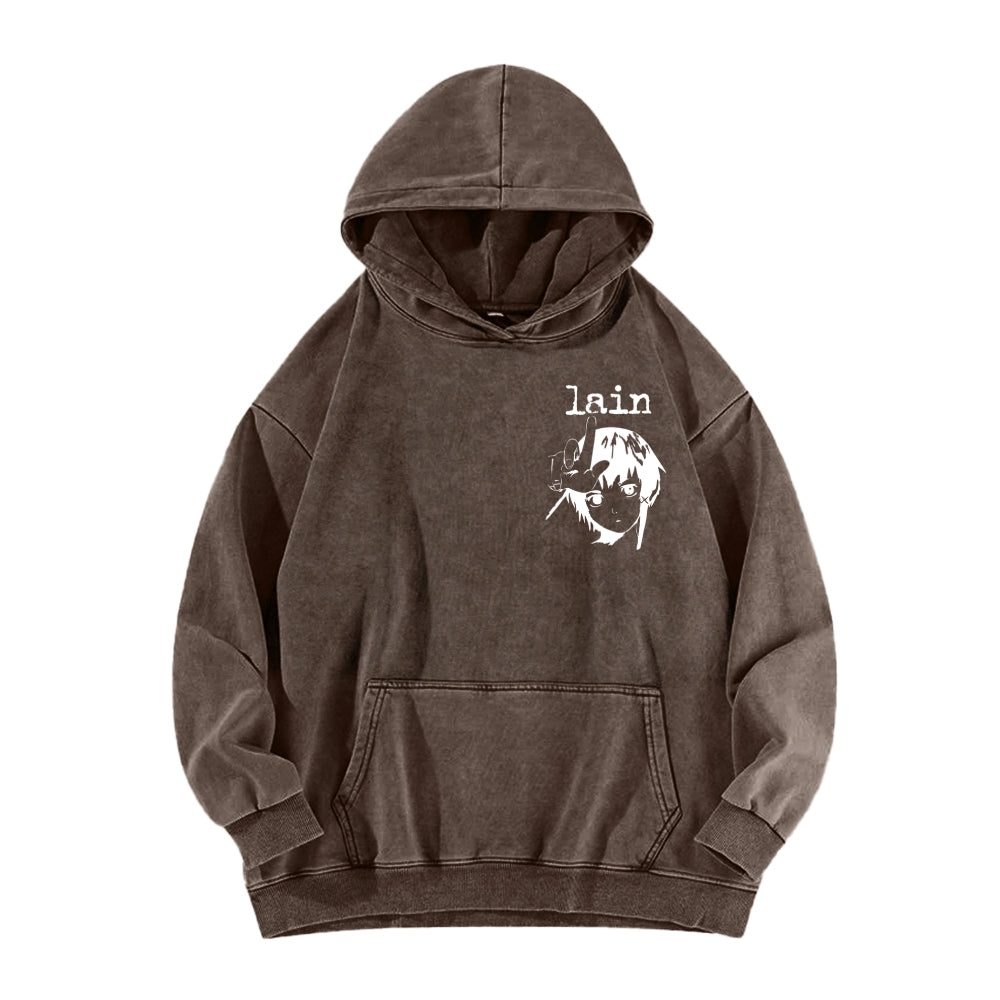 Serial Experiments Lain Unisex Washed Hoodie 2601006217