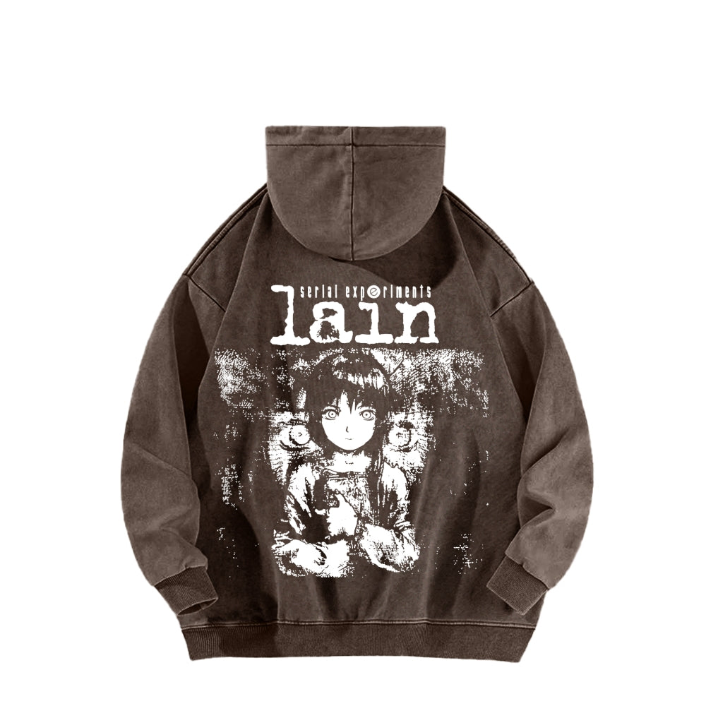 Serial Experiments Lain Unisex Washed Hoodie 2601006217