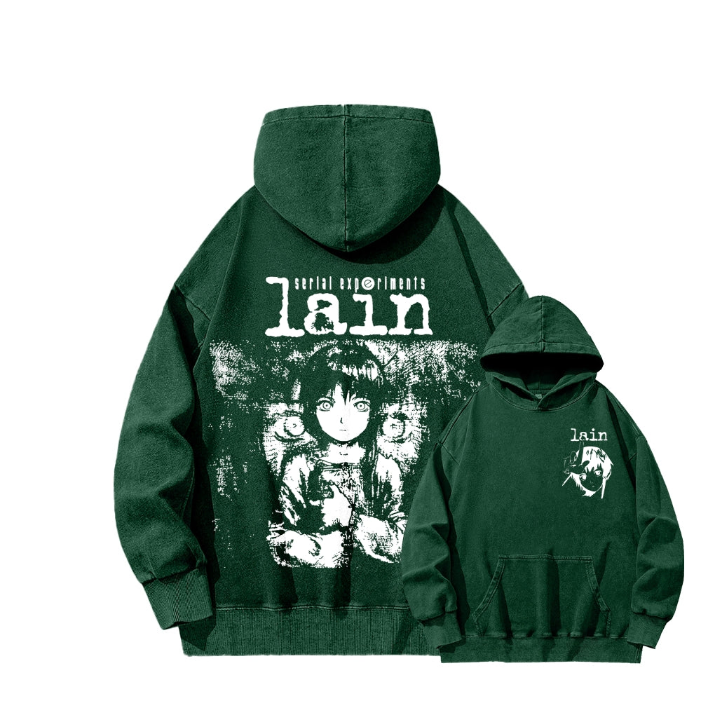 Serial Experiments Lain Unisex Washed Hoodie 2601006217