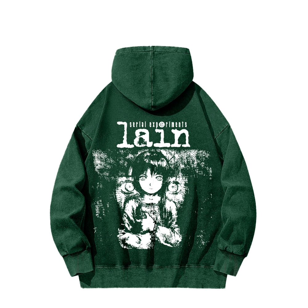 Serial Experiments Lain Unisex Washed Hoodie 2601006217
