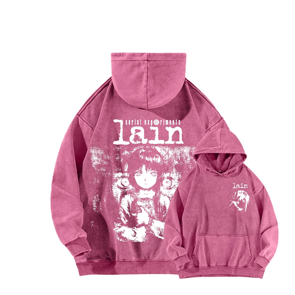 Serial Experiments Lain Unisex Washed Hoodie 2601006217