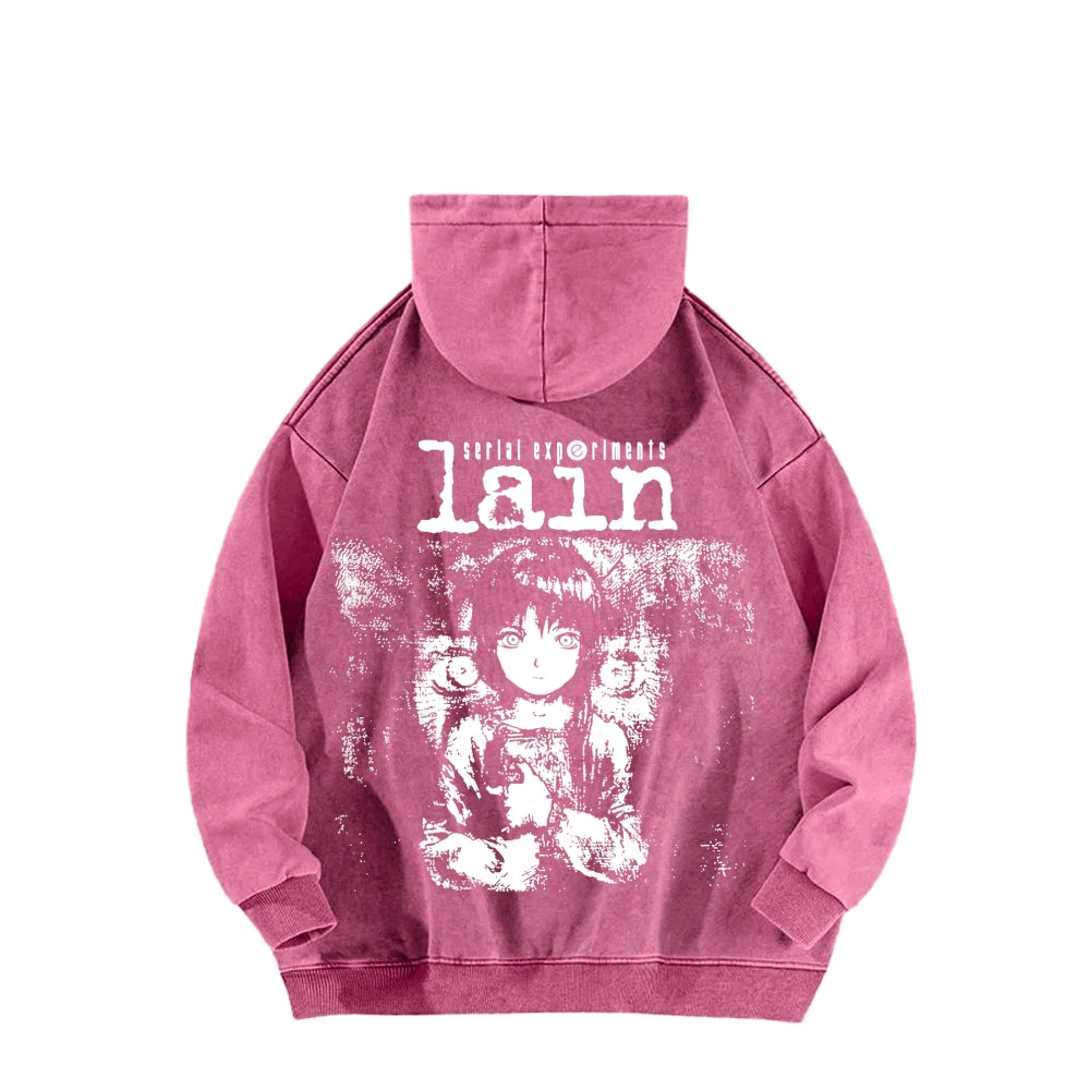Serial Experiments Lain Unisex Washed Hoodie 2601006217