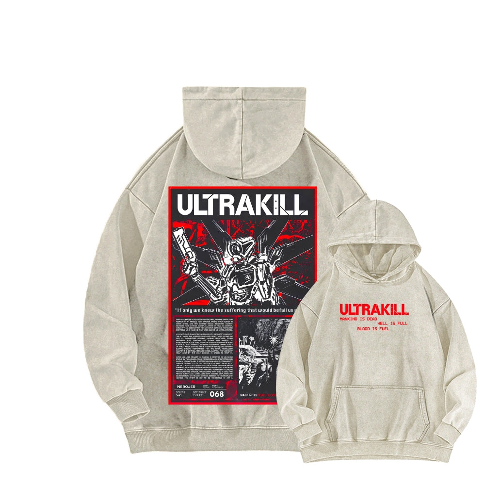Ultrakill Unisex Washed Hoodie 2601009542