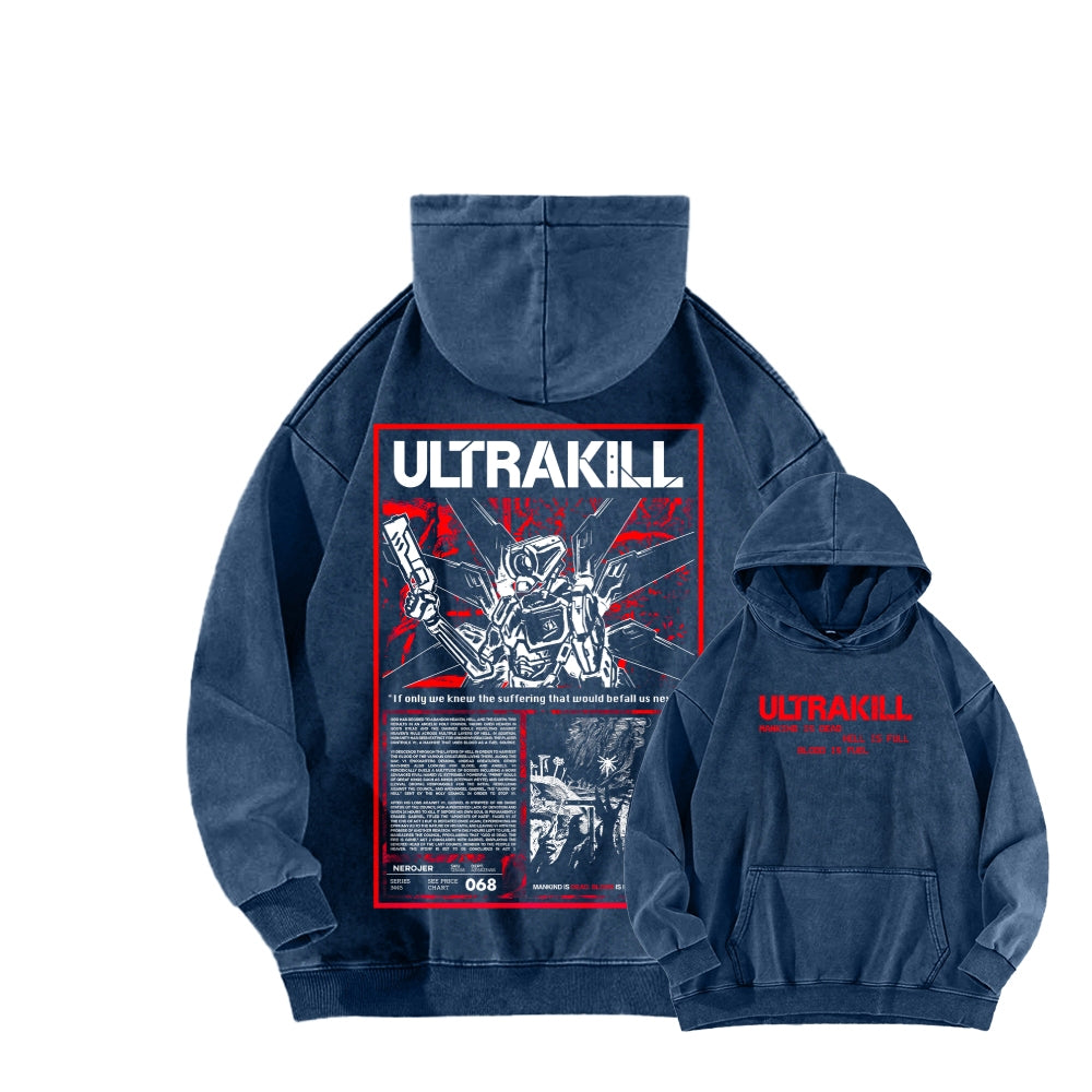 Ultrakill Unisex Washed Hoodie 2601009542