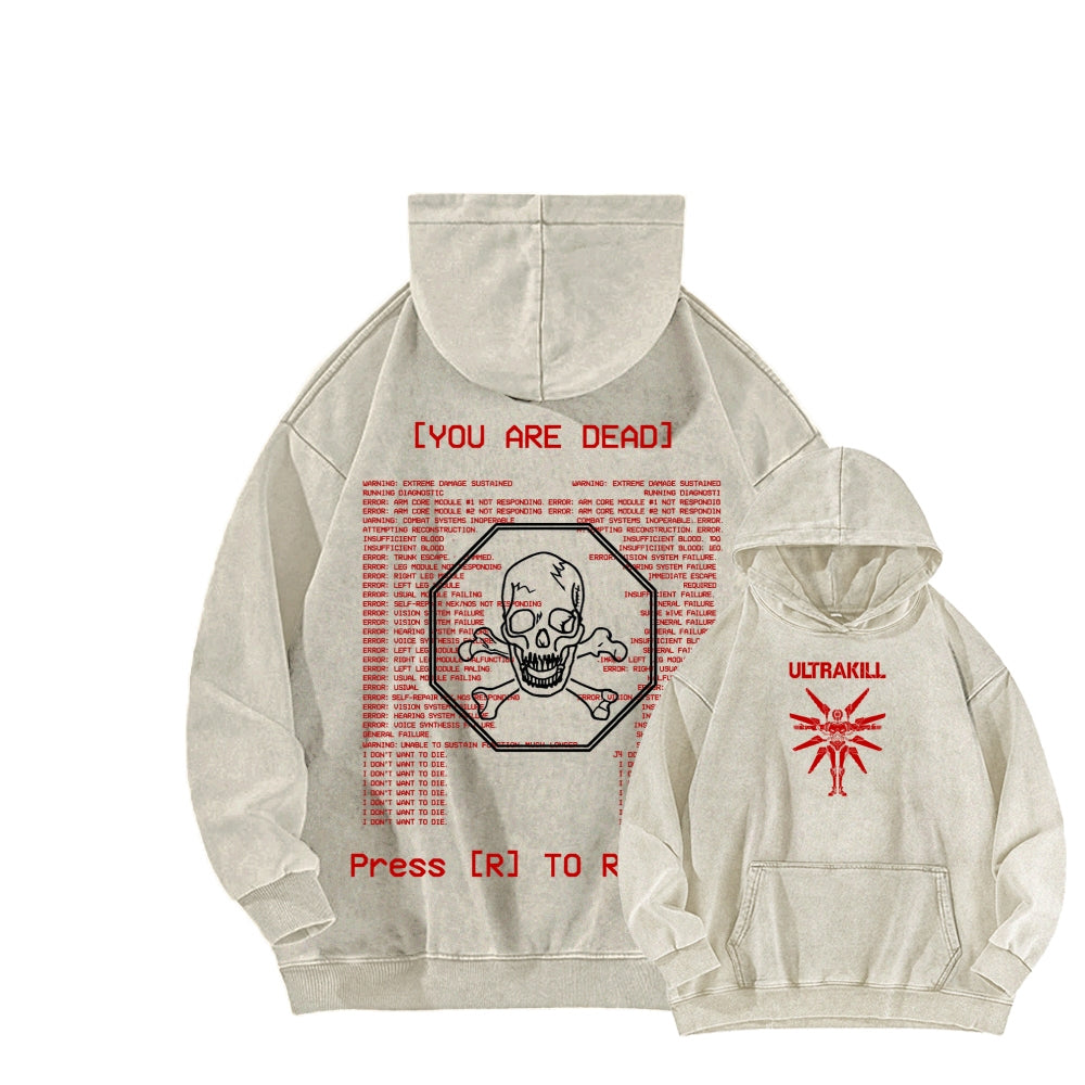 Ultrakill Unisex Washed Hoodie 2601009562