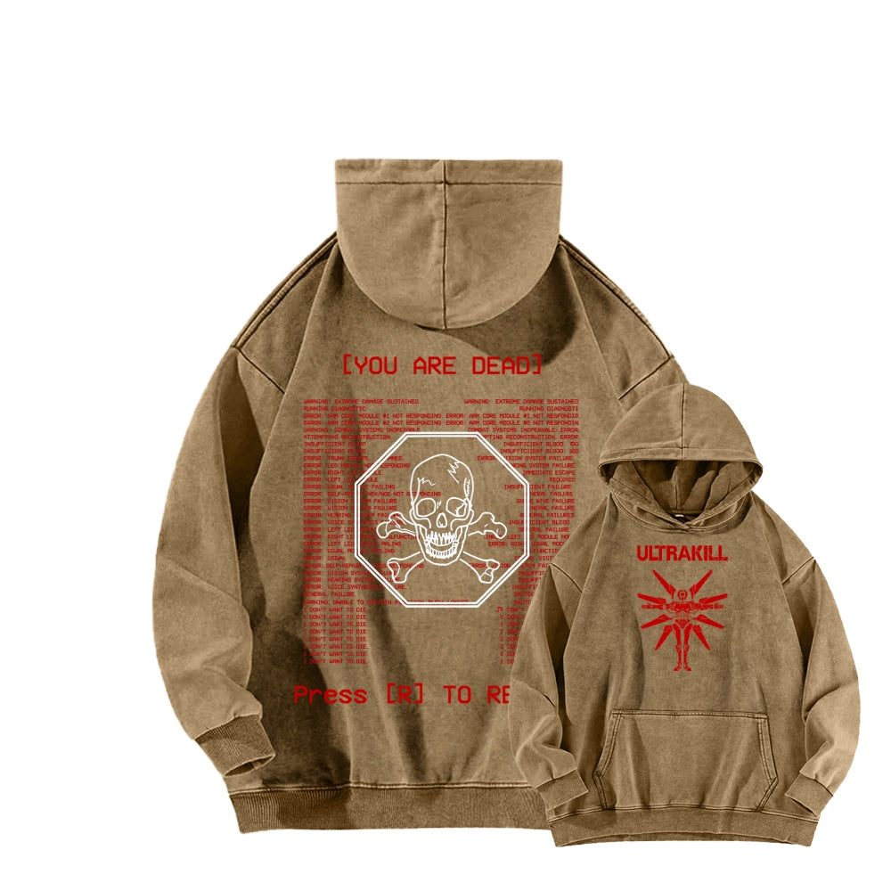 Ultrakill Unisex Washed Hoodie 2601009562
