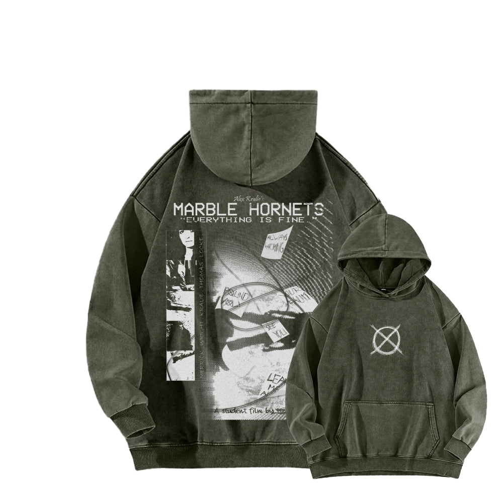 Marble Hornets  Unisex Washed Hoodie 2601010398