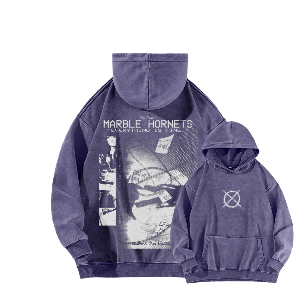 Marble Hornets  Unisex Washed Hoodie 2601010398