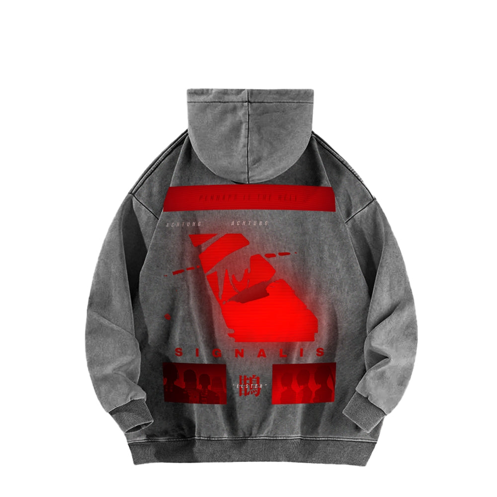 signalis Unisex Washed Hoodie 2601017249