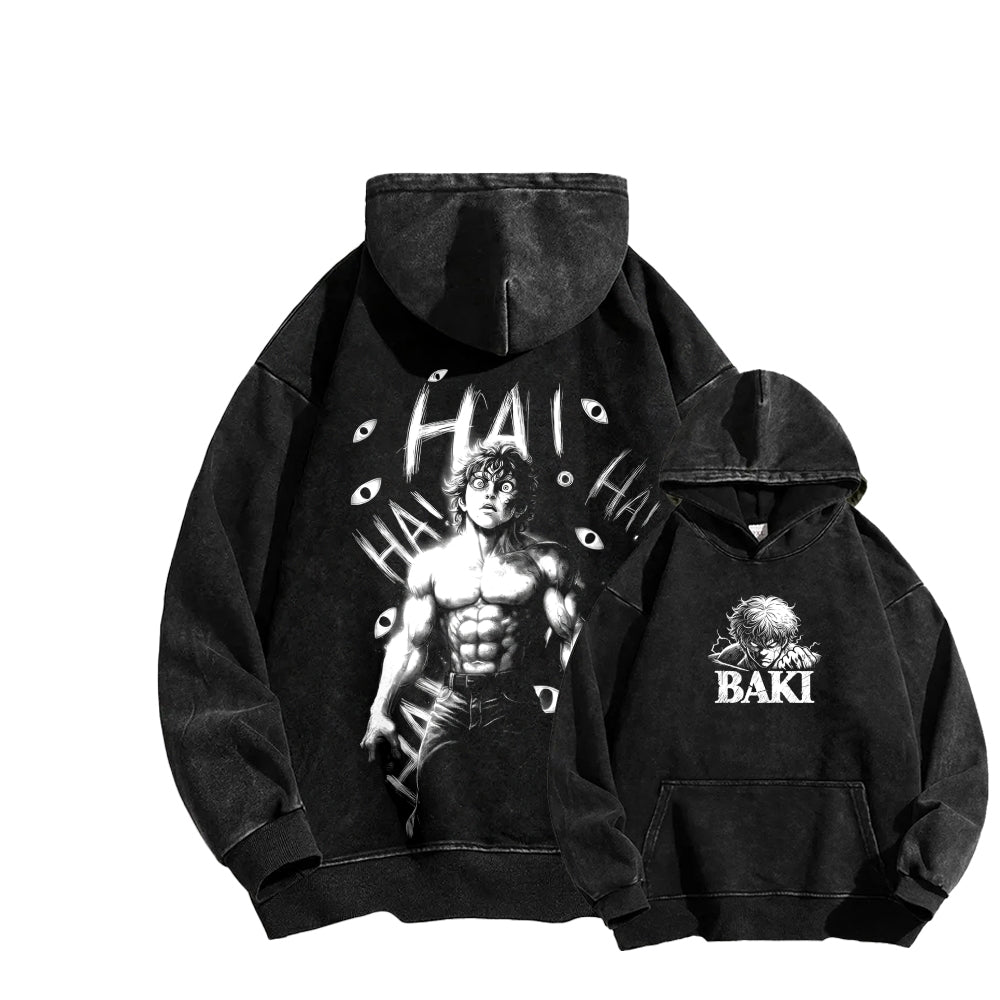 Baki hanma Unisex Washed Hoodie 2602004319