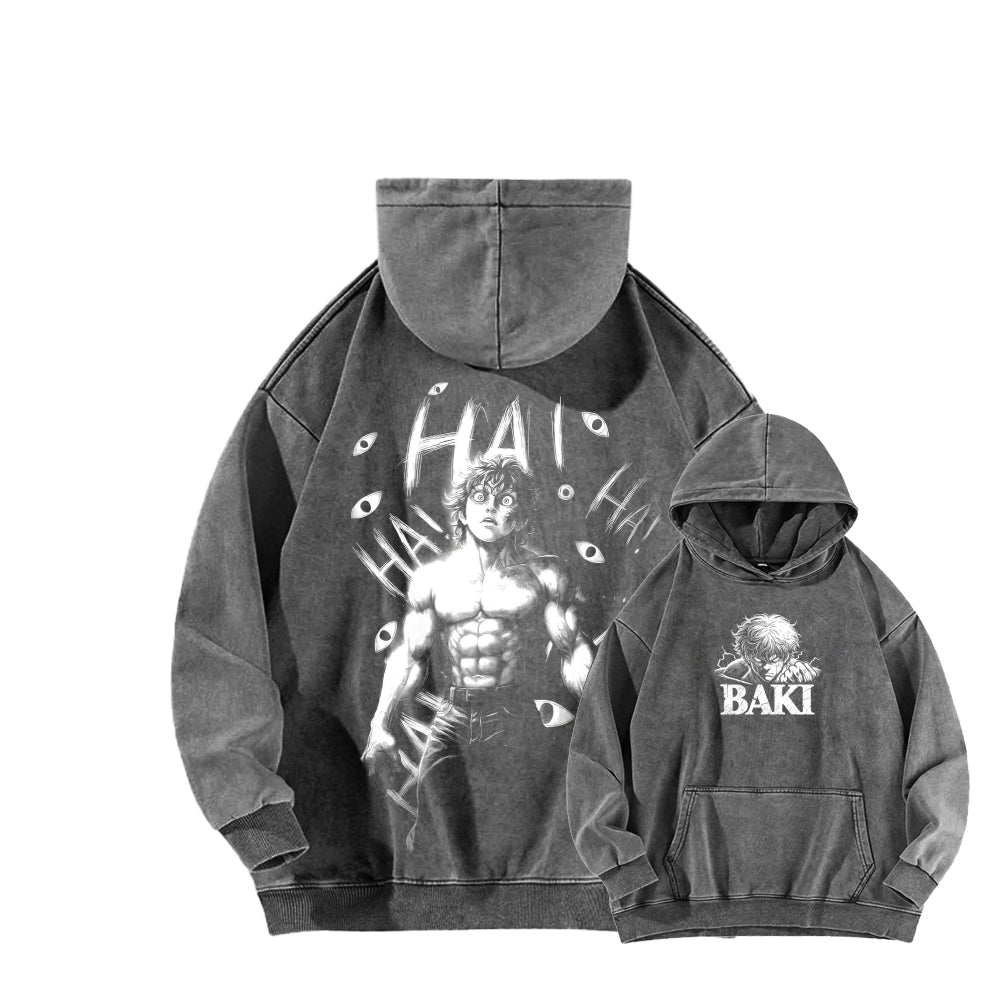 Baki hanma Unisex Washed Hoodie 2602004319