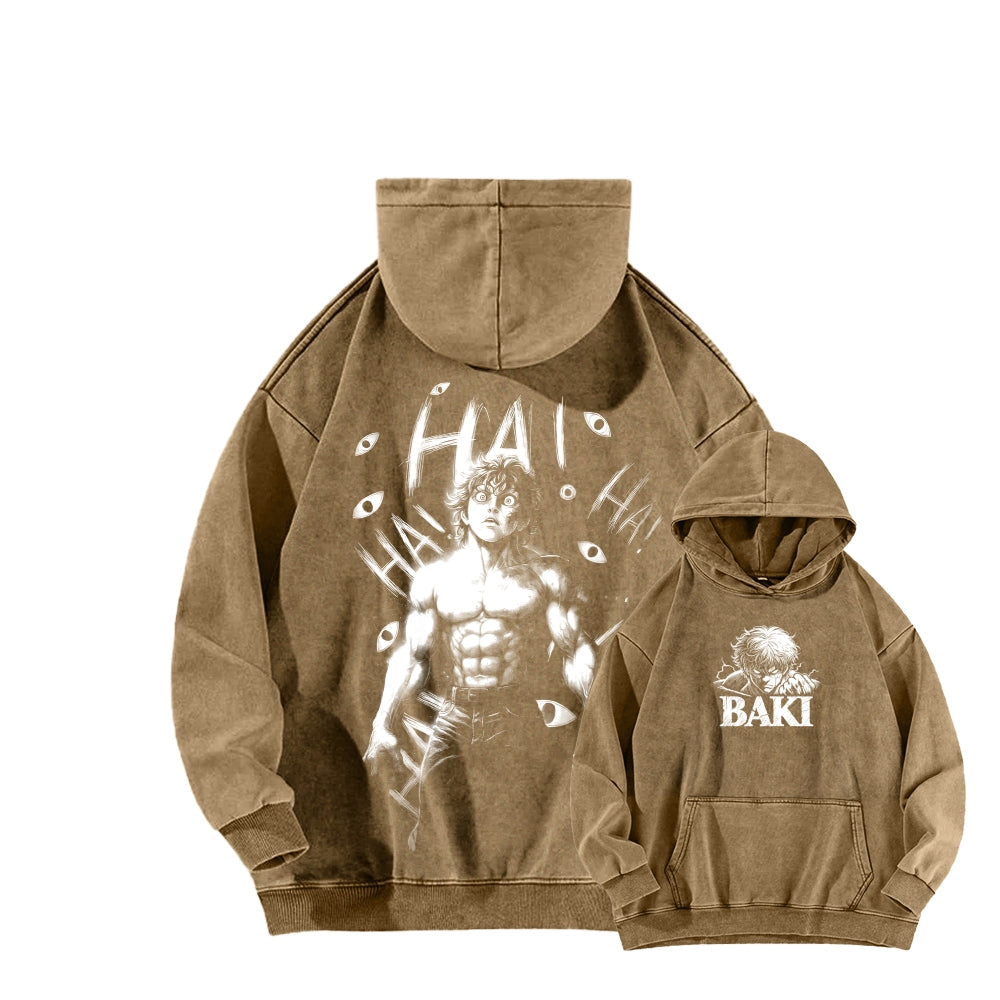 Baki hanma Unisex Washed Hoodie 2602004319