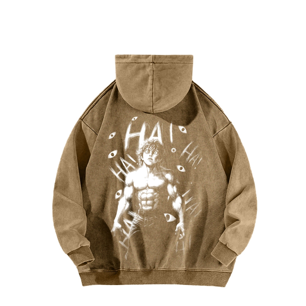 Baki hanma Unisex Washed Hoodie 2602004319