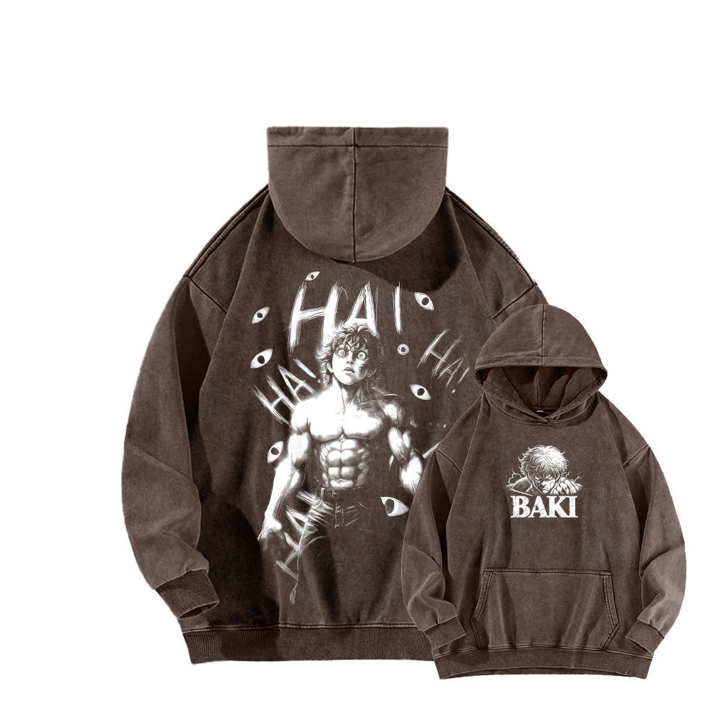 Baki hanma Unisex Washed Hoodie 2602004319