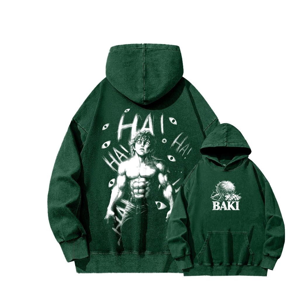 Baki hanma Unisex Washed Hoodie 2602004319