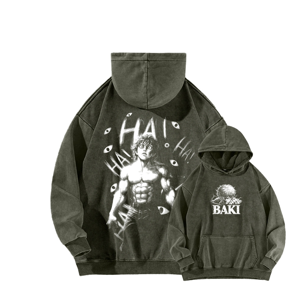 Baki hanma Unisex Washed Hoodie 2602004319