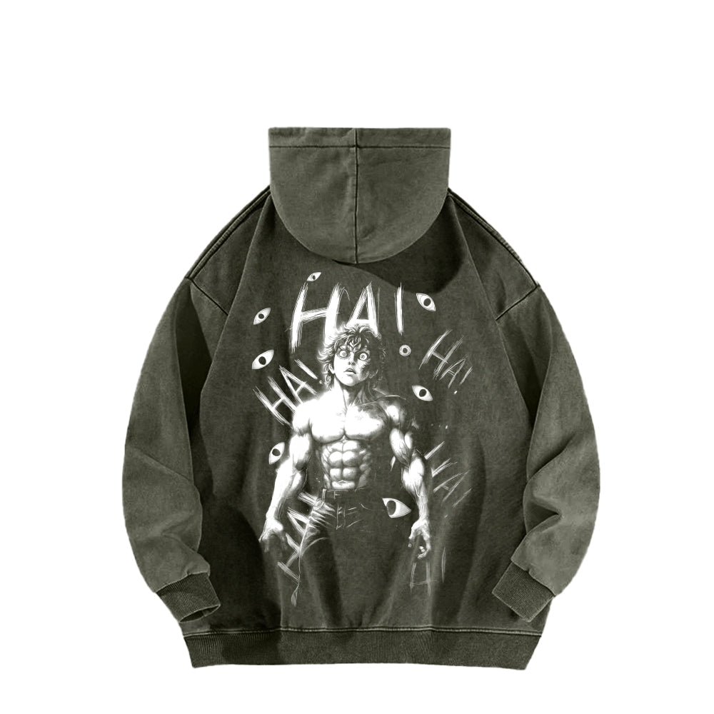 Baki hanma Unisex Washed Hoodie 2602004319