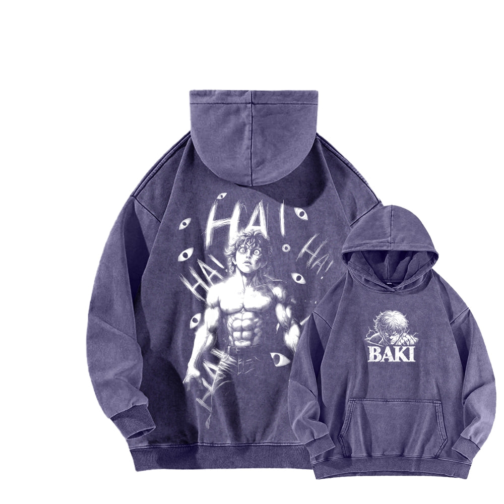 Baki hanma Unisex Washed Hoodie 2602004319