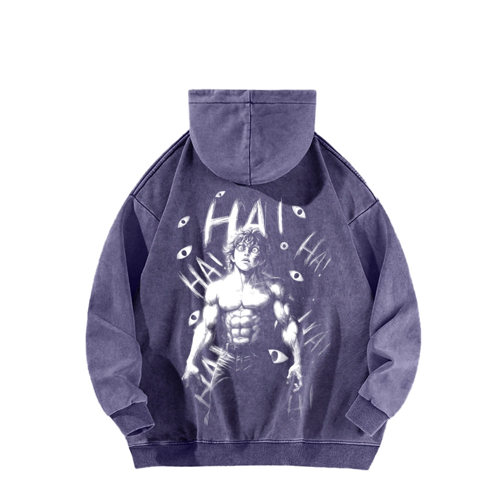 Baki hanma Unisex Washed Hoodie 2602004319