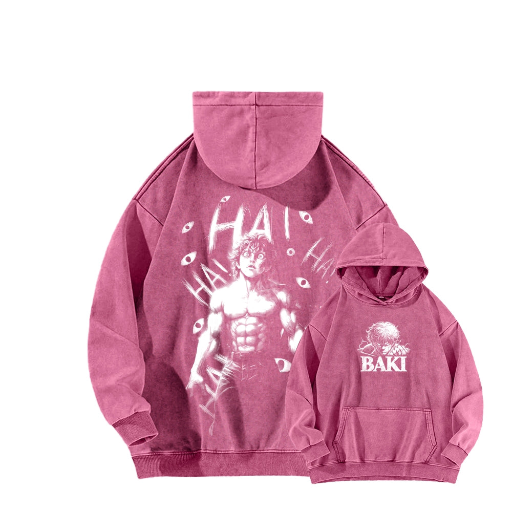 Baki hanma Unisex Washed Hoodie 2602004319