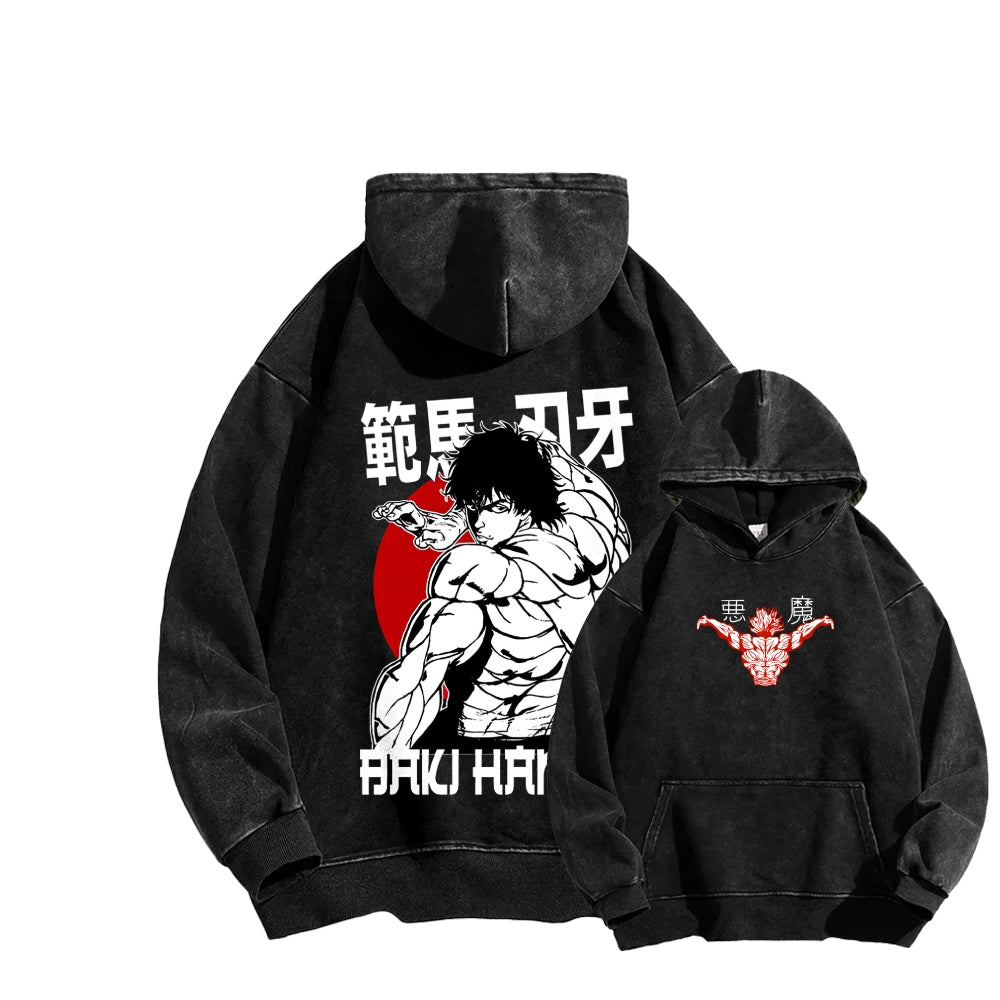 Baki hanma Unisex Washed Hoodie 2602004341