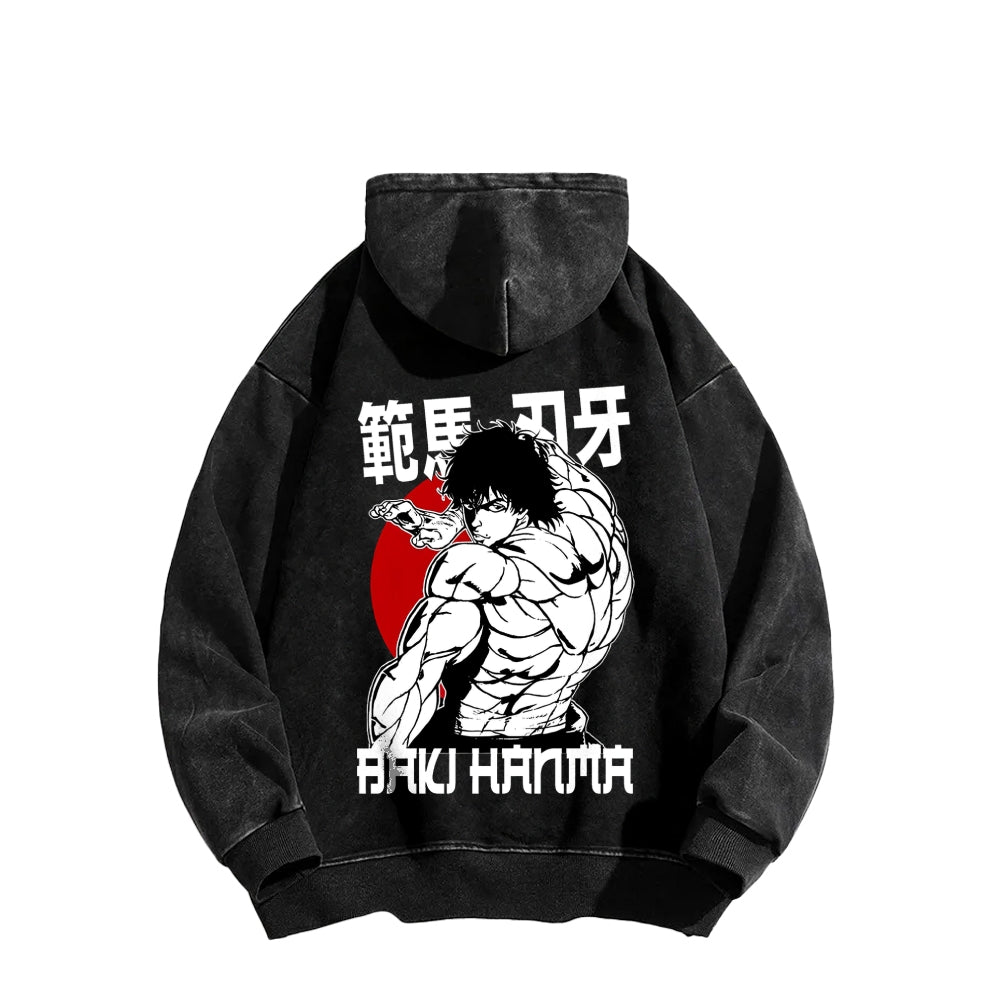 Baki hanma Unisex Washed Hoodie 2602004341