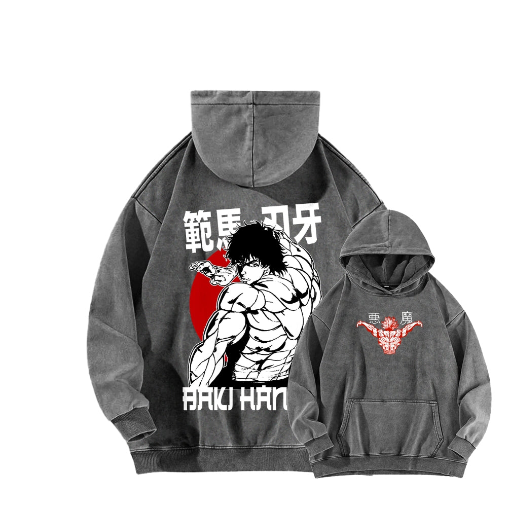 Baki hanma Unisex Washed Hoodie 2602004341